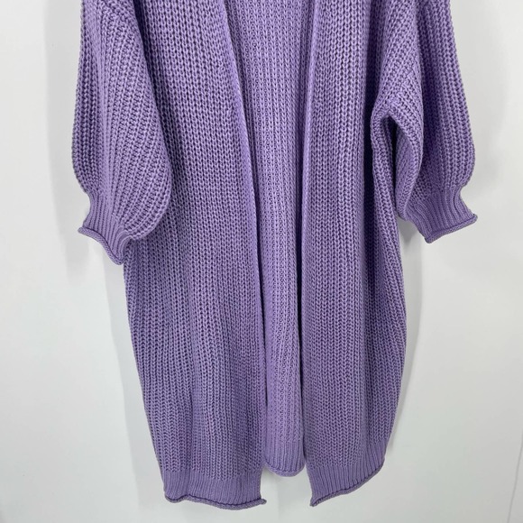 POL S Caroline Cardigan Lavender SMST78 Balloon Sleeve Long Line - Picture 4 of 8